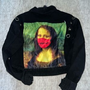 imagine all people living in peach black jacket fasion nova